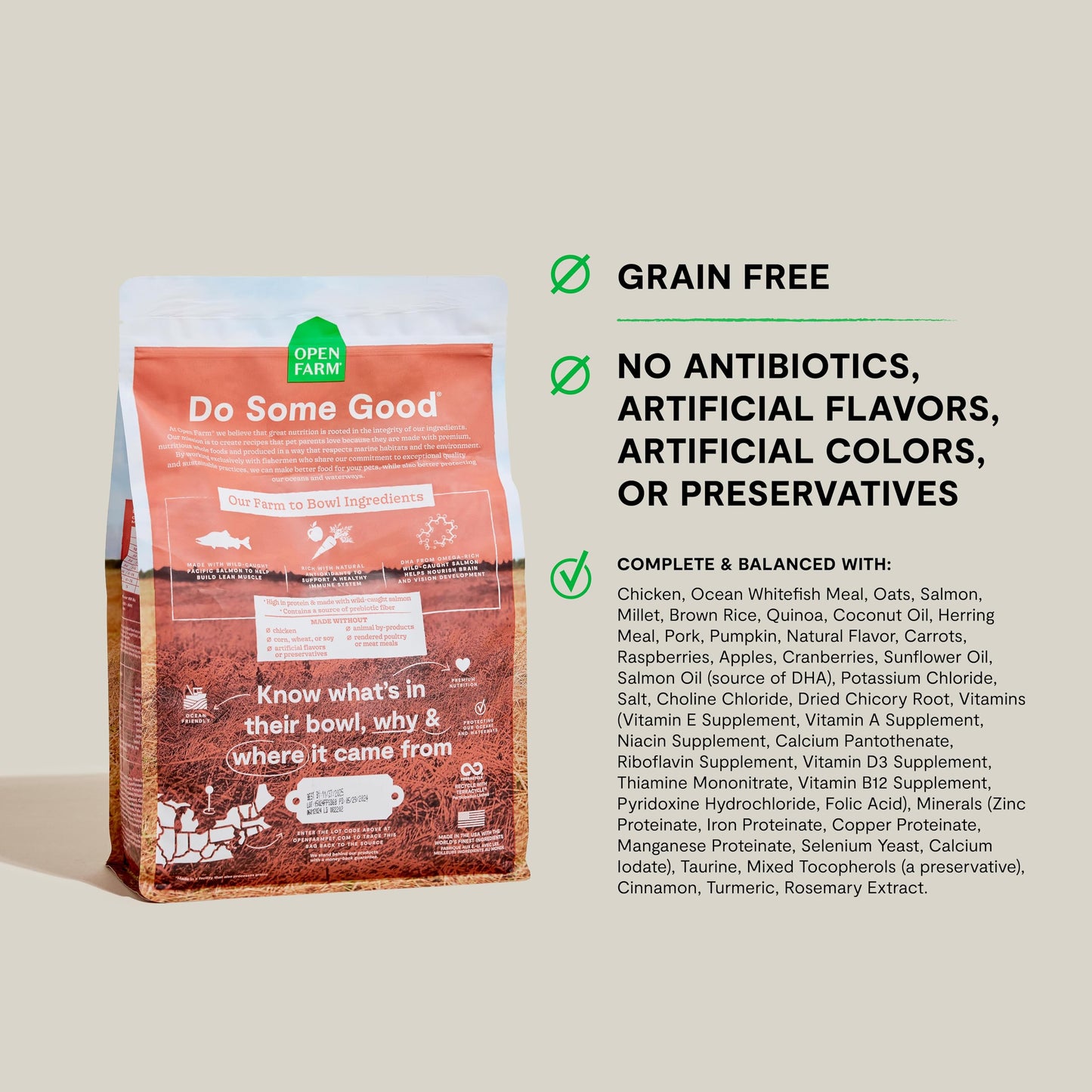 Open Farm Grain-Free Salmon & Sweet Potato Puppy Food – 22lb Bag