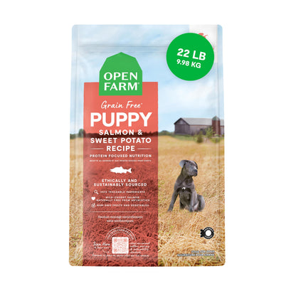 Open Farm Grain-Free Salmon & Sweet Potato Puppy Food – 22lb Bag