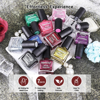 OpenLive Aurora Cat Eye Nail Polish Set (12-Piece) with Base Coat, Top Coat, and Magnetic Wand