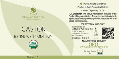 OPO Organic Castor Oil – 16 oz | USDA Organic, Cold-Pressed, Hexane-Free, Pure for Skin, Hair & Nails