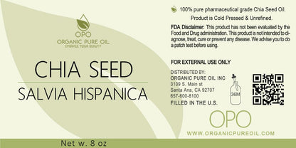 OPO Chia Seed Oil – Pure, Cold-Pressed Carrier Oil for Skin, Hair, Nails (8 oz)