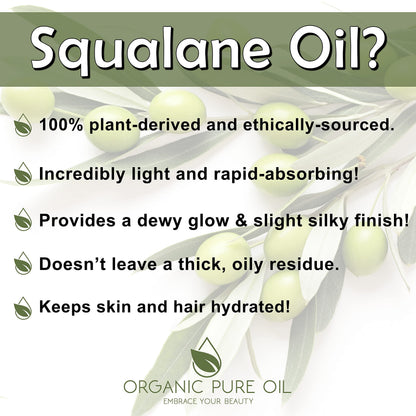 OPO Squalane Oil – Pure Olive-Derived, Vegan, Non-GMO Hydrating Carrier Oil (4 oz Glass & Dropper)