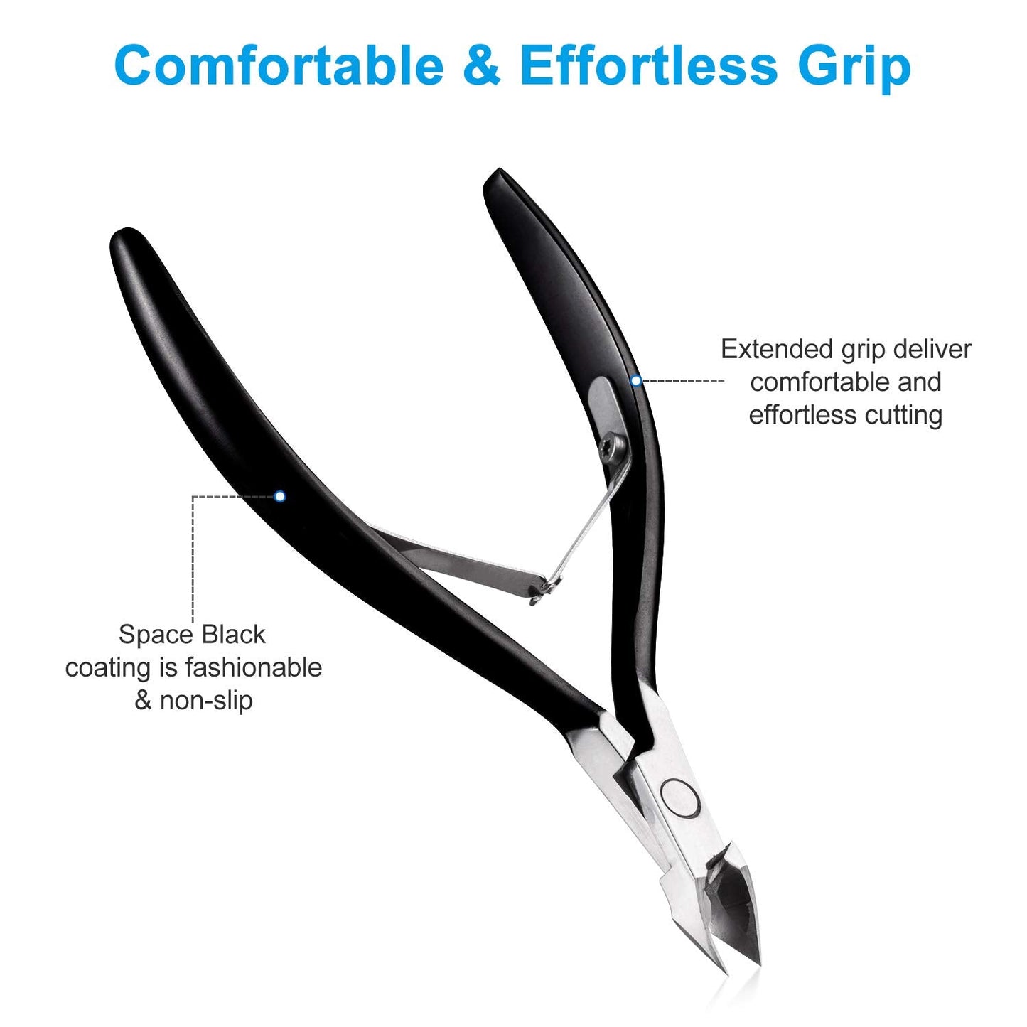 opove X7 Black Cuticle Nippers – Ultra-Sharp Stainless Steel Cutter, Ergonomic 3/4 Jaw for Salon & Home Nail Care