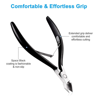 opove X7 Black Cuticle Nippers – Ultra-Sharp Stainless Steel Cutter, Ergonomic 3/4 Jaw for Salon & Home Nail Care