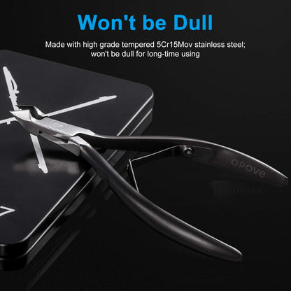 opove X7 Black Cuticle Nippers – Ultra-Sharp Stainless Steel Cutter, Ergonomic 3/4 Jaw for Salon & Home Nail Care