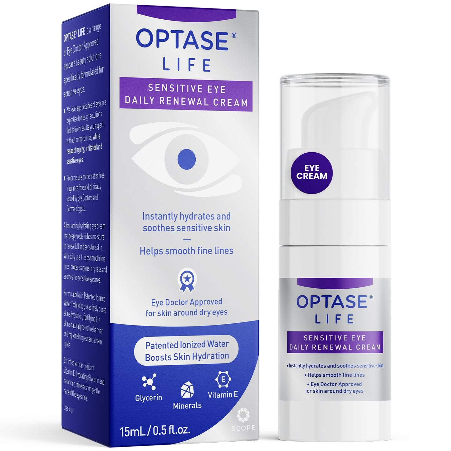 Optase LIFE Sensitive Eye Renewal Cream – Hydrating & Preservative-Free (15 ml)