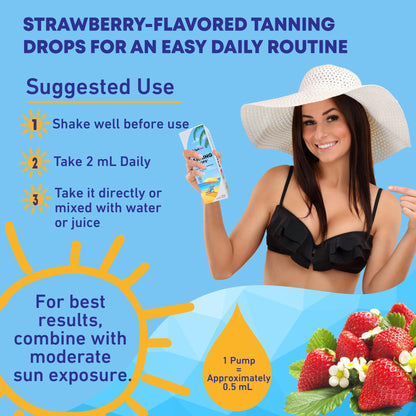 Optiwav Sunless Tanning Drops to Drink – Drinkable Self Tanner for Face & Body (Vegan, Sugar-Free)