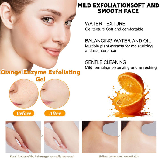 2Pcs Orange Exfoliating Gel Scrub for Face & Body – Deep Pore Cleansing, Moisturizing & Gentle for All Skin Types