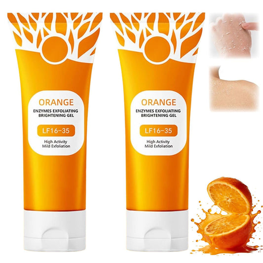 2Pcs Orange Exfoliating Gel Scrub for Face & Body – Deep Pore Cleansing, Moisturizing & Gentle for All Skin Types