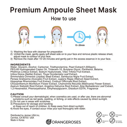 Orangeroses 100-Combo Pack: 10 Types Full-Face Sheet Masks with Release Paper