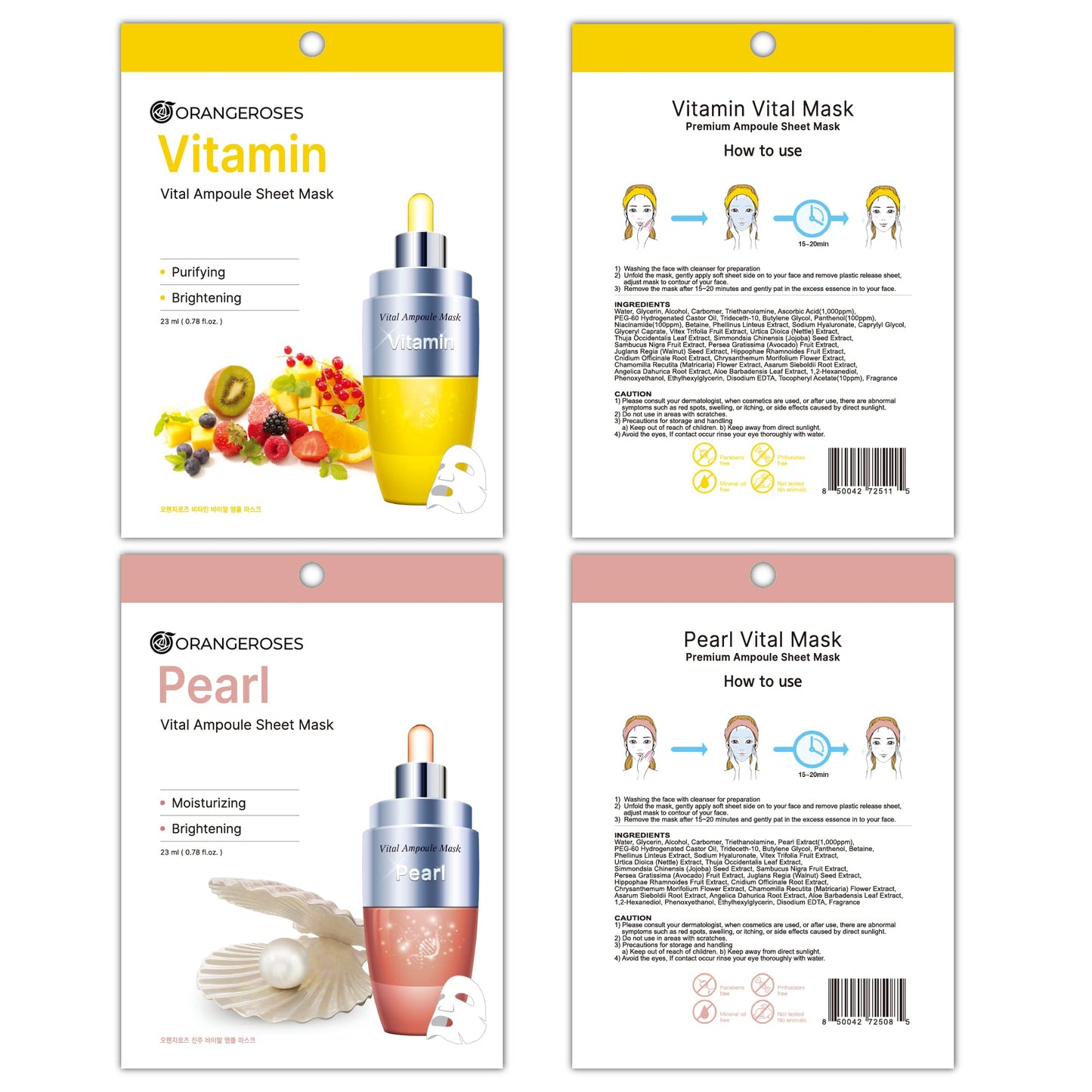 Orangeroses 100-Combo Pack: 10 Types Full-Face Sheet Masks with Release Paper