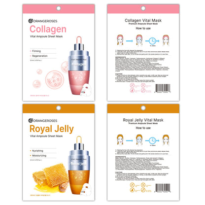 Orangeroses 100-Combo Pack: 10 Types Full-Face Sheet Masks with Release Paper