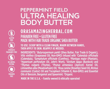 Ora's Amazing Herbal Ultra Healing Body Butter – Intensive Moisturizer for Dry Skin, Spearmint & Bergamot, 2 oz