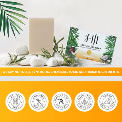 Organic Fiji Coco Fiji Soap Bar – Face & Body Moisturizing Soap with Coconut Oil & Grapefruit | Pack of 2