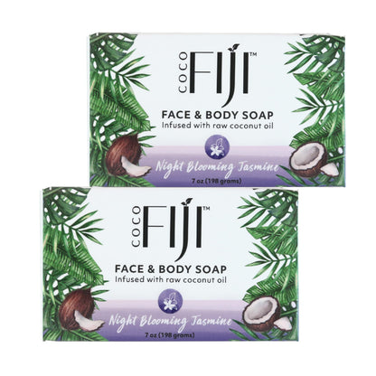 Coco Fiji Soap Bar with Organic Coconut Oil & Night Blooming Jasmine – Face & Body (Pack of 2)