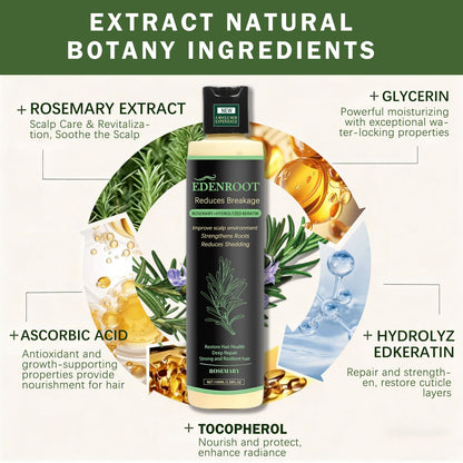 Organic Rosemary Hair Growth Shampoo with Hydrolyzed Keratin – Sulfate-Free Thickening (1 bottle)