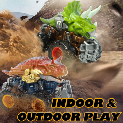 Oriate Dinosaur Monster Truck – Triceratops & Carnotaurus Push & Go Cars for Kids 3-8