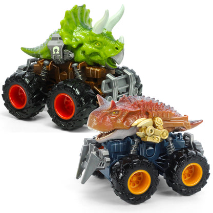 Oriate Dinosaur Monster Truck – Triceratops & Carnotaurus Push & Go Cars for Kids 3-8