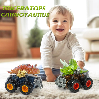 Oriate Dinosaur Monster Truck – Triceratops & Carnotaurus Push & Go Cars for Kids 3-8
