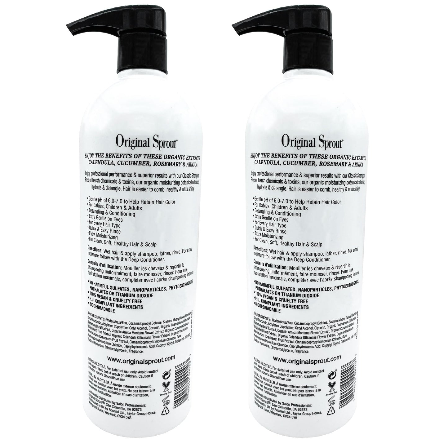 Original Sprout Classic Shampoo for All Hair Types – Sulfate Free & Vegan, 32 oz (Pack of 2)