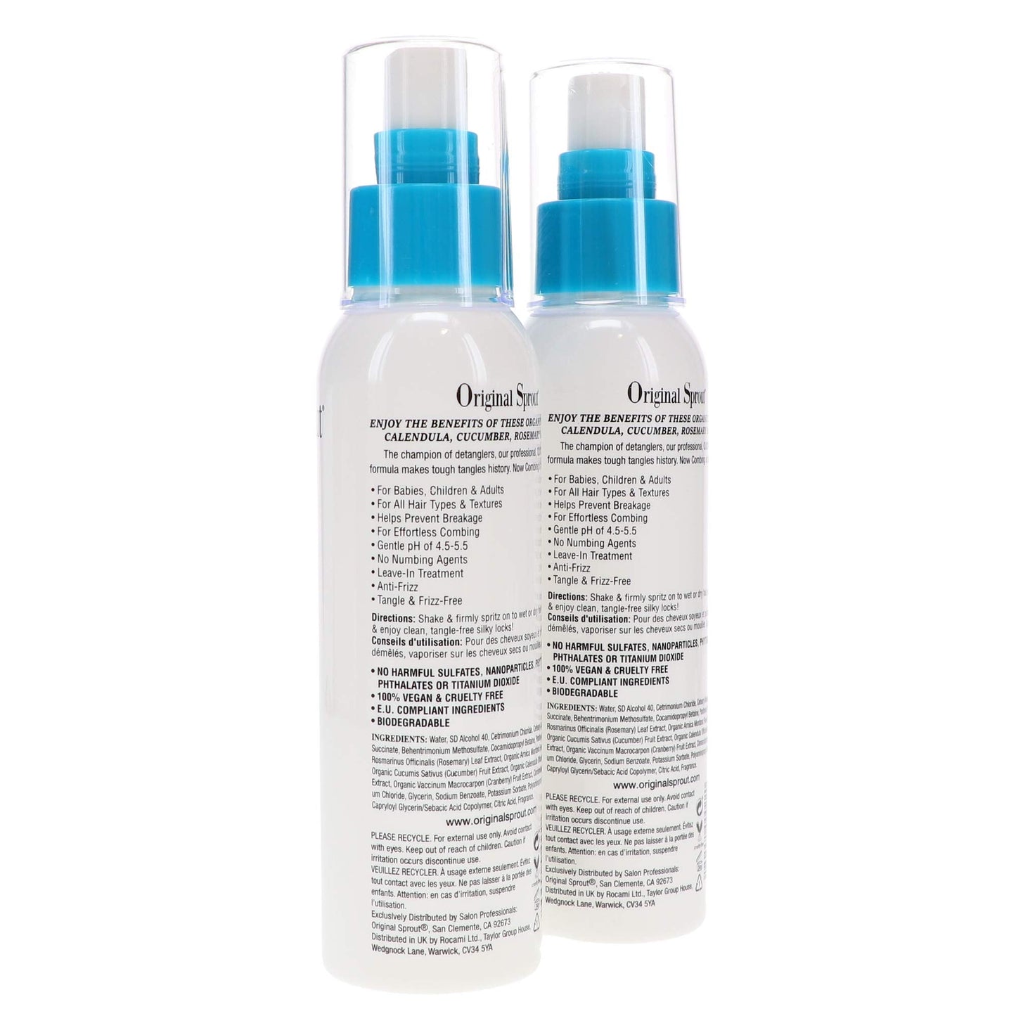 Original Sprout Miracle Detangler – All Hair Moisturizer & Leave-In Spray, 4 oz (2 Pack)
