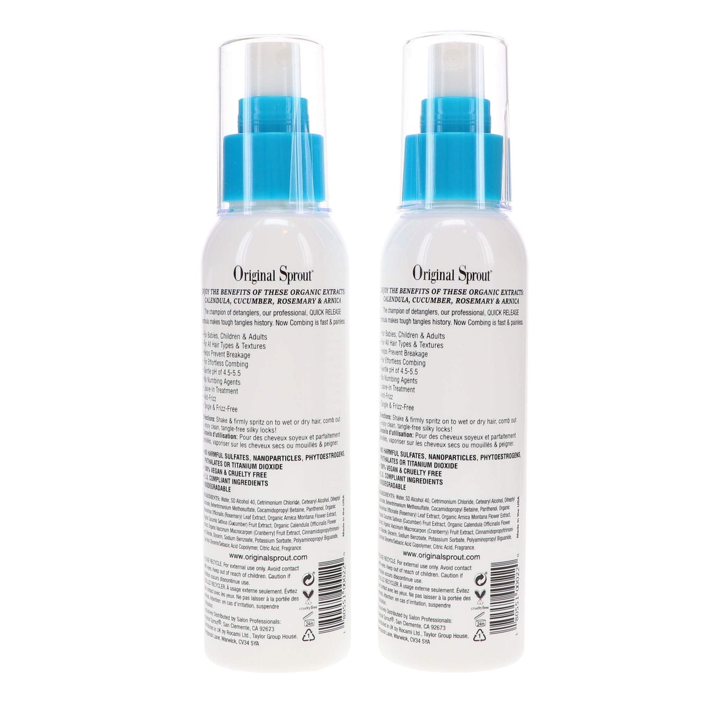Original Sprout Miracle Detangler – All Hair Moisturizer & Leave-In Spray, 4 oz (2 Pack)