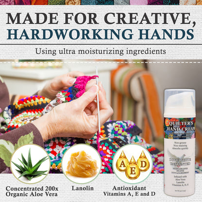 Original Udder Balm Quilter's Hand Cream – Patchwork Lemon, 5 Oz | Ultra-Hydrating, Fast-Absorbing USA Made
