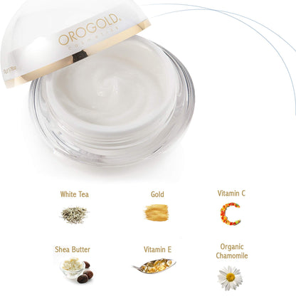 Orogold White Gold Day Moisturizer – 24K Gold Deep Hydration with White Tea, Chamomile, Shea Butter, Vitamin C & E – 1.6 oz