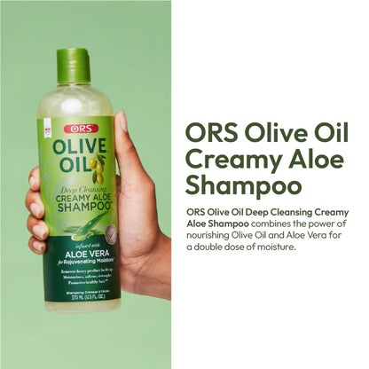 ORS Olive Oil Moisture Restore Creamy Aloe Shampoo with Aloe Vera – 12.5 oz (Pack of 2)