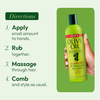 ORS Olive Oil Professional Rich Oil Moisturizing Hair Lotion 23 oz | Salon-Grade Hydration & Heat Protection
