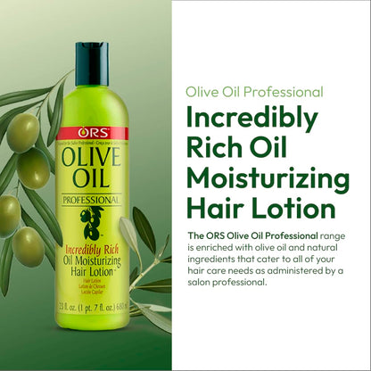 ORS Olive Oil Professional Rich Oil Moisturizing Hair Lotion 23 oz | Salon-Grade Hydration & Heat Protection