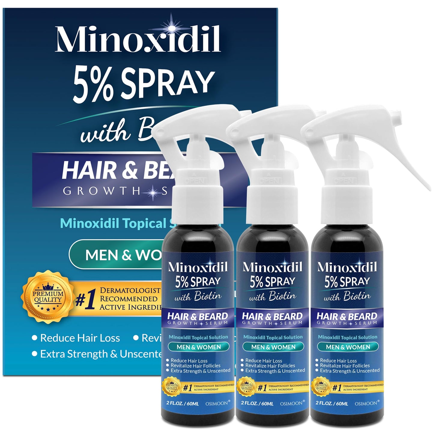 OSIMOON 5% Minoxidil Hair Growth Spray for Men & Women – 180ml