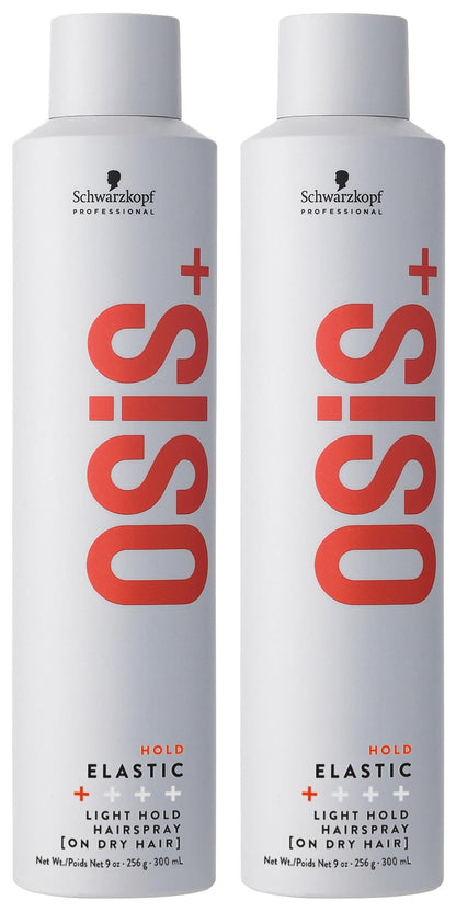 OSiS+ Elastic Light Hold Hairspray – 9 oz (2 Pack) | Lightweight Hold, Heat Protection to 450°F, Shine for All Hair Types