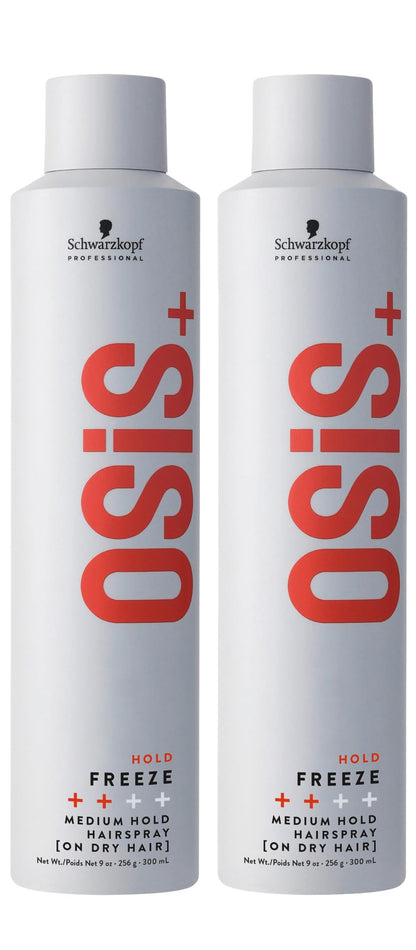 OSiS+ Freeze Medium Hold Hairspray 9 oz (2-Pack) – All Day Hold, Humidity & Heat Protection