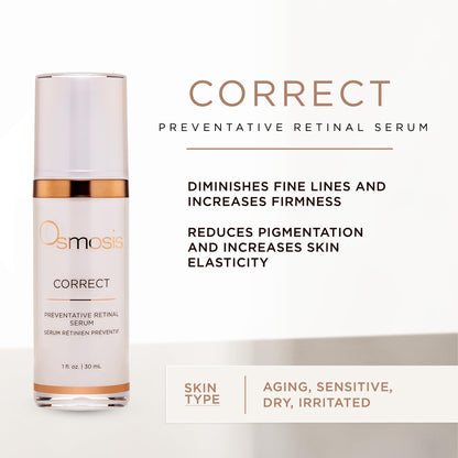 OSMOSIS CORRECT Preventative Retinal Facial Serum | Collagen Booster for Youthful, Radiant Skin • 1 Fl Oz