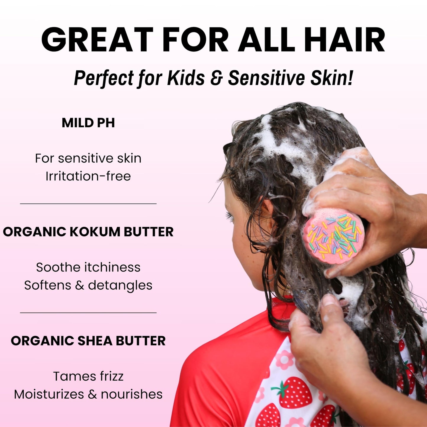 Otter Co. Kids Gentle Birthday Cake Shampoo Bar – Tear-Free, Organic & Vegan, USA Made