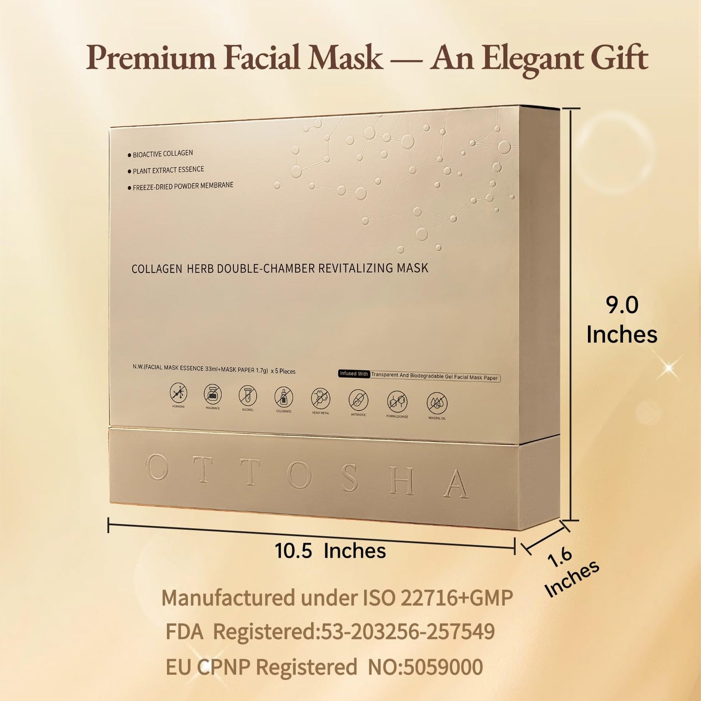 OTTOSHA Bioactive Collagen Face Mask with Separated Serum Gel & Powder Membrane | Hydrating, Repairing, Revitalizing