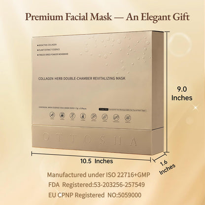 OTTOSHA Bioactive Collagen Face Mask with Separated Serum Gel & Powder Membrane | Hydrating, Repairing, Revitalizing