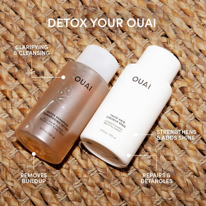 OUAI Detox Shampoo & Thick Hair Conditioner Bundle – Clarifying Shampoo for Build-Up, Dirt, Oil, and Hard Water; Moisturizing Conditioner for Thick Hair