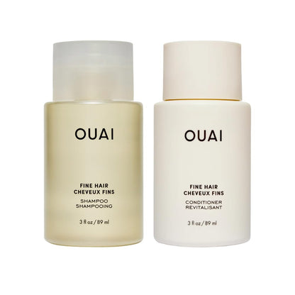 OUAI Fine Hair Shampoo & Conditioner Set – Travel Size, Volumizing with Keratin, Biotin & Chia Seed Oil