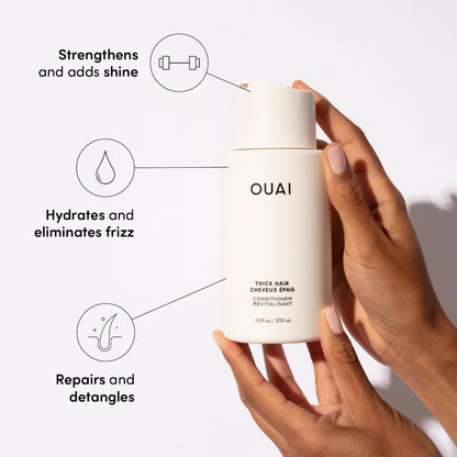OUAI Thick Hair Shampoo & Conditioner Set – Travel Size with Keratin, Marshmallow Root, Shea Butter & Avocado Oil