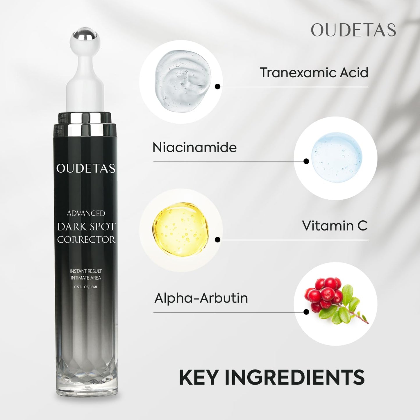 Oudetas Dark Spot Remover for Face – Brightening Serum Roller (15ml) for Sun, Age Spots & Melasma