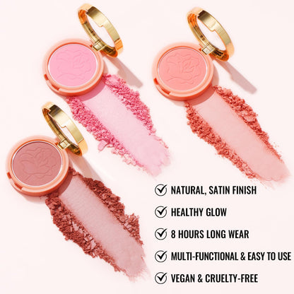 Oulac Purple Blush for Cheeks – Matte Finish, High Pigment, Long-Lasting, Rose Oil