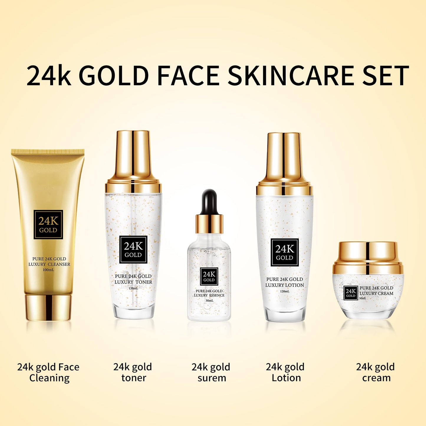 OUPEICHARM 24K Gold Skincare Set — 5-Piece Moisturizing Kit