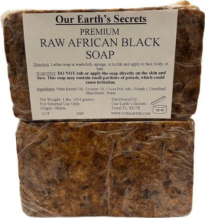 Our Earth's Secrets Raw African Black Soap – 1 lb Premium, Ghana Origin