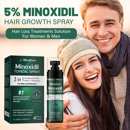 OURMUST 5% Minoxidil Hair Growth Spray for Men & Women – Biotin & Rosemary, 2 Bottles