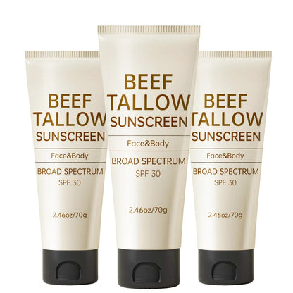 Outccogo Tallow Sunscreen SPF30 – Reef Safe, Non-Greasy Face & Body Sunblock, 7.38 oz x 3