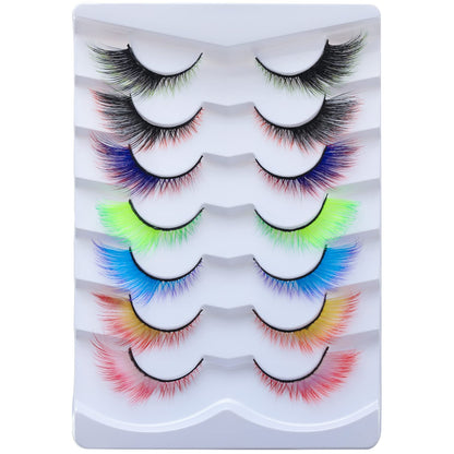 Outopen 7 Pairs Angel Colored Lashes – Fluffy Winged Fox Eye Look for Halloween & Cosplay