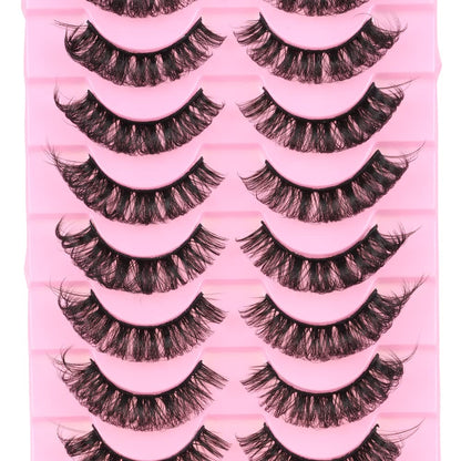outopen Russian D Curl Lashes – 10 Pairs, 15-18mm, Reusable Faux Mink
