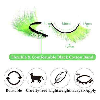 Outopen 7 Pairs Angel Colored Lashes – Fluffy Winged Fox Eye Look for Halloween & Cosplay
